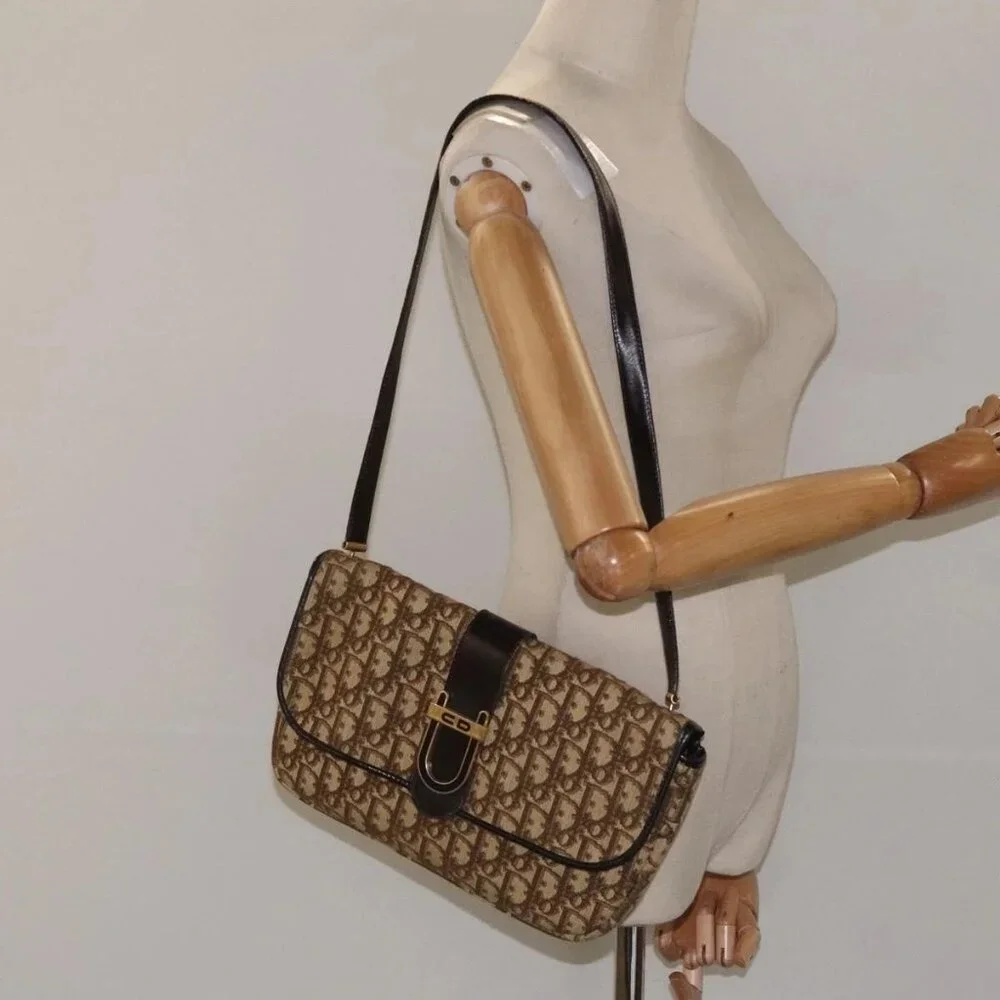 Christian Dior Trotter Canvas Shoulder Bag Brown Gold Auth 123499 - Picture 3 of 16
